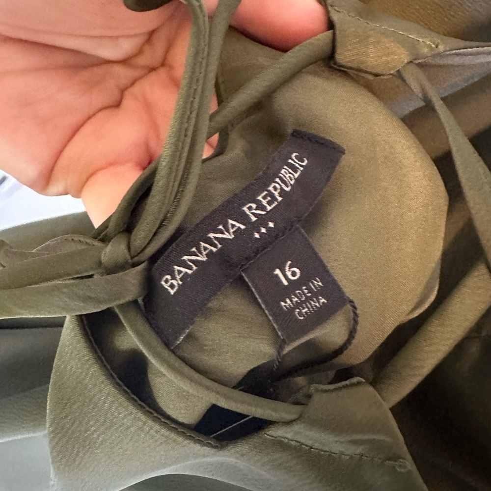Elegant Olive Green Satin Midi Dress new with tags. - Picture 8 of 8